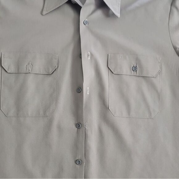 Big Mac Workwear Shirt Mens Large 16-16.5 Gray Khaki Button Up Short Sleeve - Picture 7 of 9